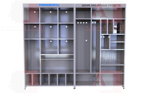 Шкаф СИЗ "Альфа-11" (расцветка "СТАНДАРТ", цвет: cерый) Шкаф СИЗ "Альфа-11" (расцветка "СТАНДАРТ", цвет: cерый) из стали с полимерным покрытием для энергоустановок.
